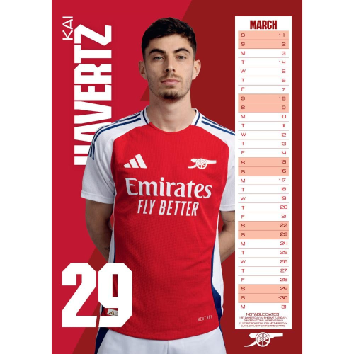 Nástěnný kalendář Arsenal FC 2025